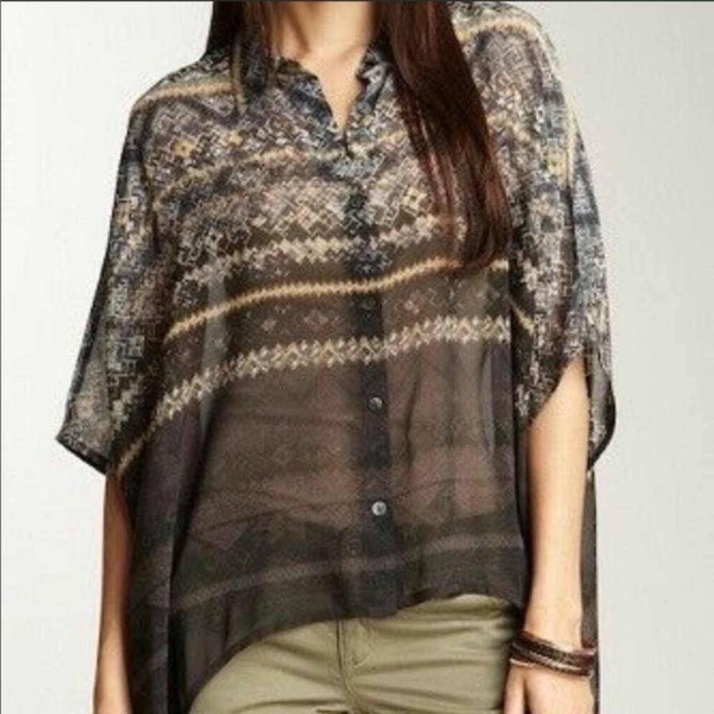 DA-NANG Boheme Button Down Silk Tunic Blouse, Sz. XS-S - NWT